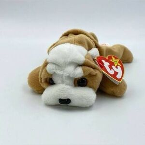 Ty Plush Bulldog with Tan and White Fur